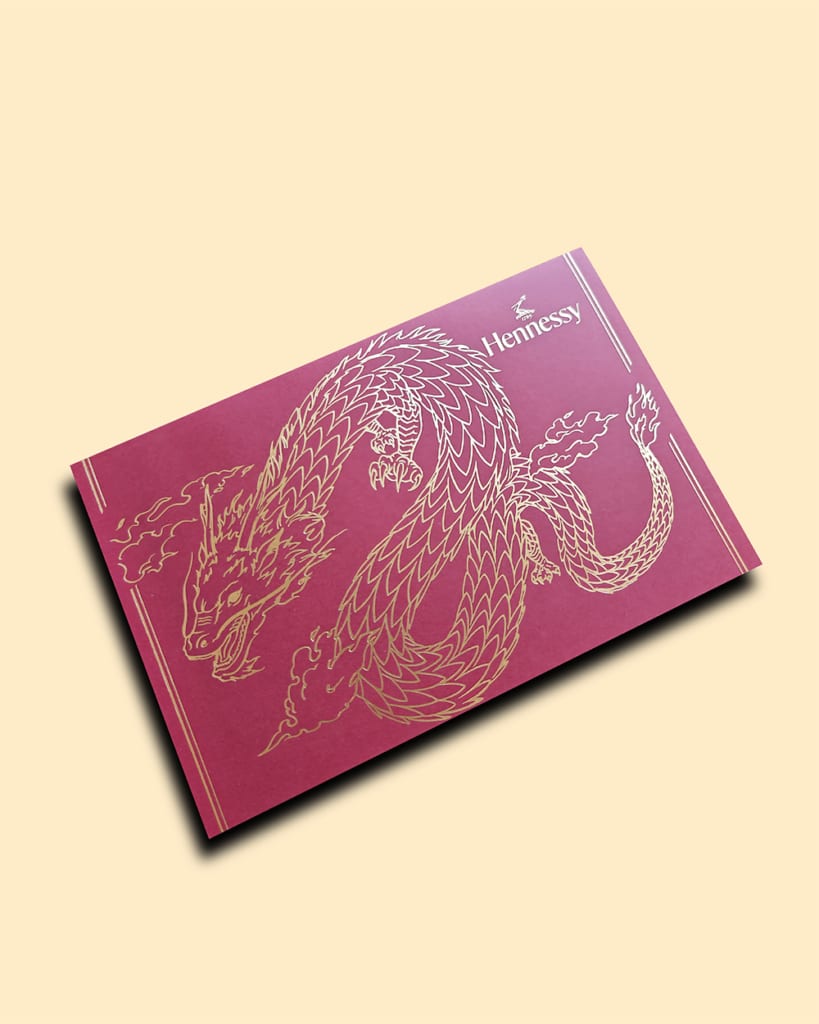 hennessy賀卡, 賀卡印刷, 大紅賀卡, 燙啞金, 龍年賀卡, hennessy