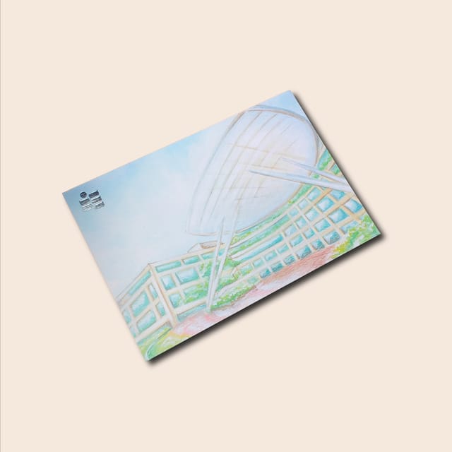 目錄建築插畫樣本正面，可見淺色建築圖案